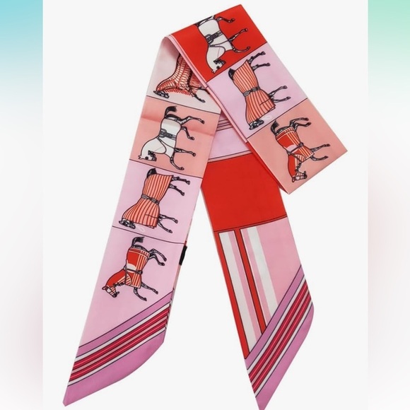 Accessories - Purse Pony scarf Pink and Red Horse Print Scarf like designer for your handbag